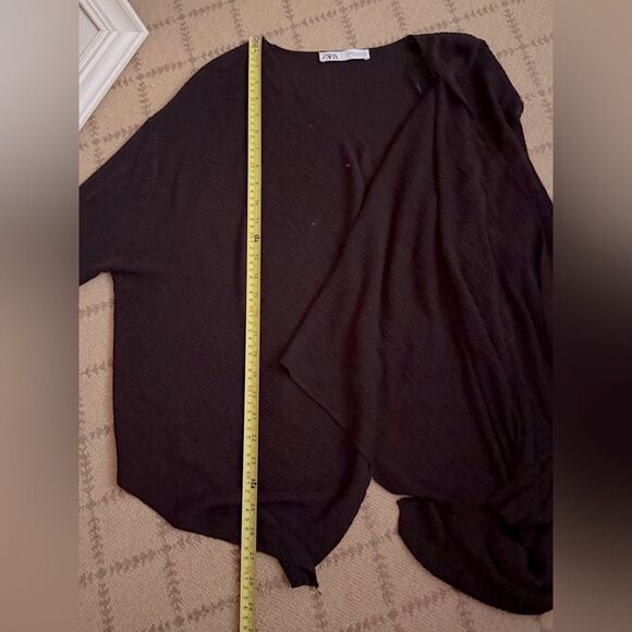 Zara Fine Knit Shawl Scarf sweater Brown M NWOT - Picture 3 of 13